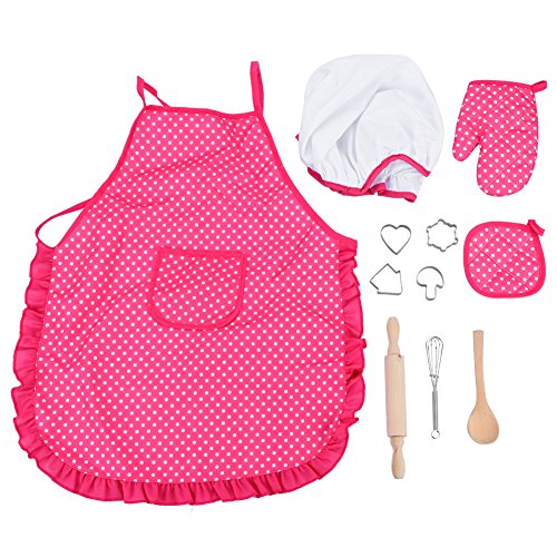 Kinder Küche Spielzeug Set DIY Kochen Backen Anzug Spielzeug Set Pretend Play Kleidung Schürze Hut Herd mit Utensilien für Mädchen Kindertag von Zerodis