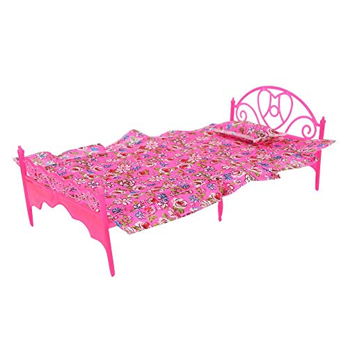 Mini Puppen Klassisches Einzelbett Helle Farbe Rosa Puppenhaus Kunststoff Einzelbett Miniatur Spielzeug mit Kissen und Blatt für Puppen Mini Puppen Klassisches Einzelbett Helle Farbe Rosa Puppenhaus Kunststoff Einzelbett Miniatur Spielzeug mit Kissen und Blatt für Puppen von Zerodis