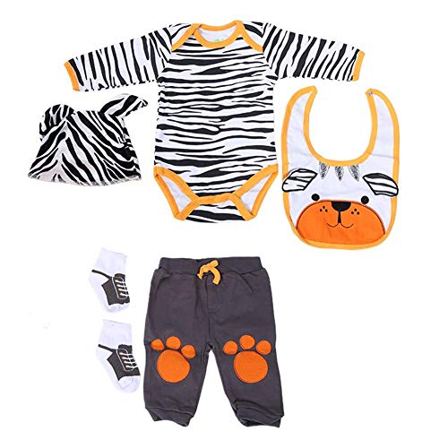 Neugeborene Puppe Kleidung Set 50-55cm/20-22in Simulation Infant Doll Kleidung Set Cute Striped Cartoon Bär Kleidung für Kinder Puppe(Baby Bär Kleidung) von Zerodis