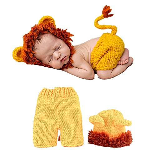 Neugeborenen Wollkostüm Tierform Gelb Kleiner Löwe Weiche Handgefertigte Häkeln Babymütze Fotografie Requisiten für 0-12 Monate Neugeborenen Wollkostüm Tierform Gelb Kleiner Löwe Weiche Handgefertigte Häkeln Babymütze Fotografie Requisiten für 0-12 Monate von Zerodis