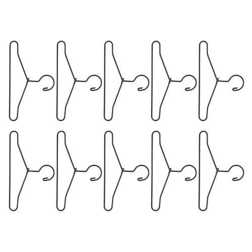 Puppen-Kleiderbügel, Ordentlicher Mini-Organizer aus Metall, 10 Stück, Miniatur-dekoratives Schrankzubehör für Puppenfans, Kinderzimmer, Schwarz (65mm) von Zerodis