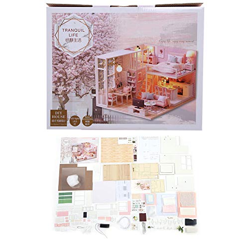 Puppenhaus Miniatur mit Möbeln, Maßstab 1: 24 Wooded DIY Puppenhaus Kit Pink Sweet Cute Modern Loft Modell Romantische Kunstwerk Lernspielzeug Geburtstagsgeschenk für Mädchen Puppenhaus Miniatur mit Möbeln, Maßstab 1: 24 Wooded DIY Puppenhaus Kit Pink Sweet Cute Modern Loft Modell Romantische Kunstwerk Lernspielzeug Geburtstagsgeschenk für Mädchen von Zerodis