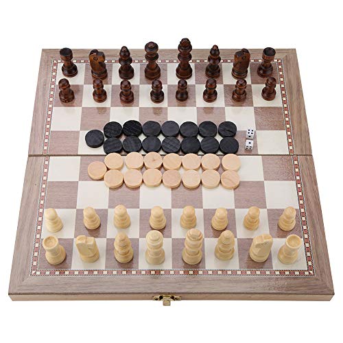 Schach-Set 12 "x12 Holz 3 in 1 Schach Checkers Backgammon Klappbrett Tragbare Reise Tischplatte Schachspiel Spielzeug Set Schach-Set 12 "x12 Holz 3 in 1 Schach Checkers Backgammon Klappbrett Tragbare Reise Tischplatte Schachspiel Spielzeug Set von Zerodis