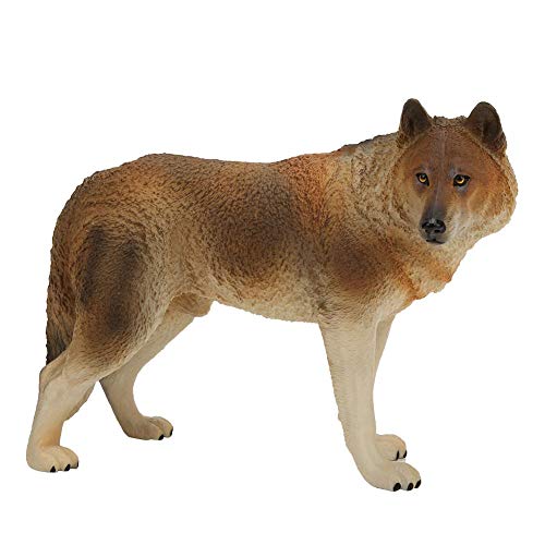 Wolf Figur Spielzeug Simulation Brauner Wolf Modell Lebensechte Tierwelt Tiermodell Ornamente Tischdekoration Ideal für Kinder und Mädchen von Zerodis