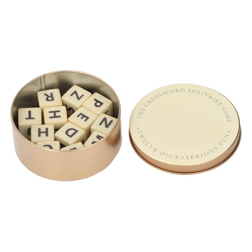 Würfel-Kreuzworträtsel-Spiel, Lehrreiches Worterkennungsspaß-Reise-Scrabble-Spiel aus Kunststoff mit Aufbewahrungskoffer für Erwachsene und, die Kognitive Fähigkeiten, (Gold) von Zerodis