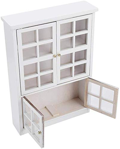 Zerodis 1:12 Puppenhaus Holz DREI Schichten Vitrine Puppenhäuser Miniatur Szene Requisiten Glas Bücherregal Mini Möbel Dekor Zubehör für Kinder Pretend Play Spielzeug Geschenk von Zerodis