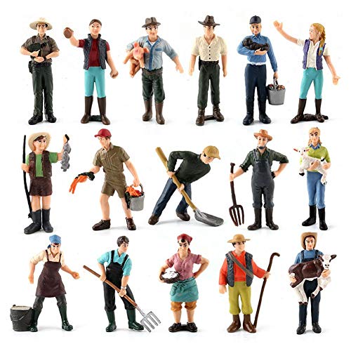 Zerodis 16pcs Farmfiguren, Miniatur-Bauernfiguren Pretend Farmfigur Farmspielzeugset für Kindergeschenk von Zerodis