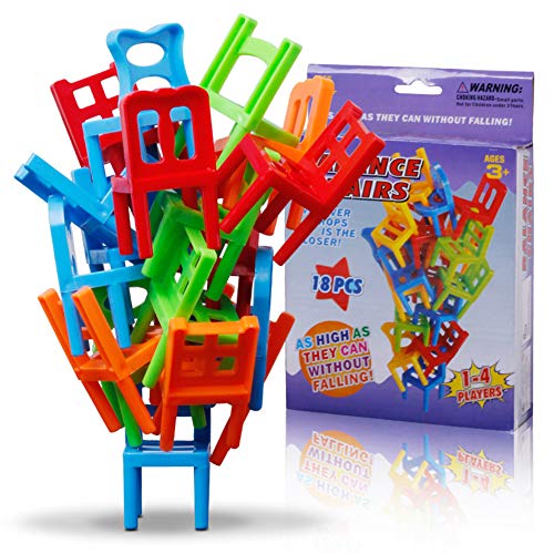 Zerodis 18 STÜCKE Balancing Spielzeug Kunststoff Stühle Bunte Mini Stacking Intelligence Multiplayer Balance Spiel Kinder Spielen Spiel Lernen Spielzeug Playset für Unisex Kinder von Zerodis