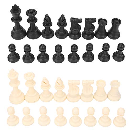 32 Stücke Internationale Schachfiguren Set Kunststoff Ersatz Komplette Schachfiguren Standard Tournament Schachspiel Brettspiel Spielzeug Schachfiguren Schwarz Weiß mit Bottom Lint von Zerodis