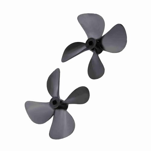 Zerodis 4-Blatt-Propeller-Set für RC-Boot, RC-Zubehör, Schwarzer Kunststoff, 60 Mm, 4 Mm Welle von Zerodis