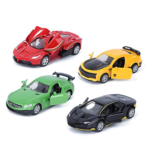 Zerodis 4 Stück Alloy Car Model Pull Back Sportspiel Auto Fahrzeug Spielzeug mit zu öffnenden Türen Weihnachtsgeburtstagsgeschenk für Kinder Mädchen von Zerodis