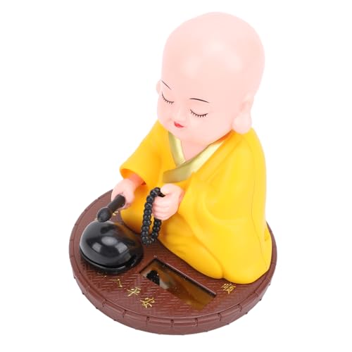 Zerodis Auto Nicken Chinesisches Mönchstatue -Spielzeug für Auto -Armaturenbrett, Lebensechtes Erscheinungsbild, Solarantrieb, Geeignet für Freunde und, ABS -Material (Yellow) von Zerodis