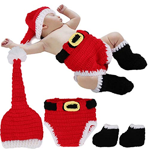 Baby Weihnachten Fotografie Kleidung Weiche Baumwolle Weihnachten Weihnachtsmann Rot Outfit Kostüm Kleinkind Häkeln Strick für Fotoshooting Kleinkind von Zerodis