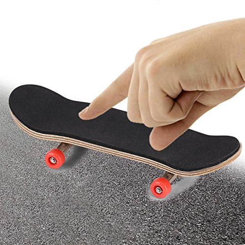 Zerodis Fingerboard-Skateboard, Ahorn-Holzlegierungs-Griffbrett-Mini-Skateboards mit Soft-Pad-Lagerrädern und Box-Griffbrett-Mini-Griffbrett-Fingerspielzeug für Erwachsene und Kinder (Rot) von Zerodis