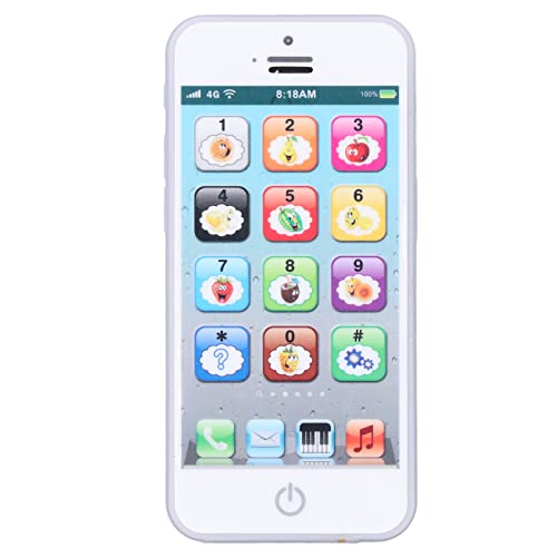 Zerodis Kinder-Handy-Spielzeug-Simulation, Klare Musik, Kühles Licht, Englisches Handy-Spielzeug für Kind, Kleinkind, Baby, Kind(Weiß) von Zerodis