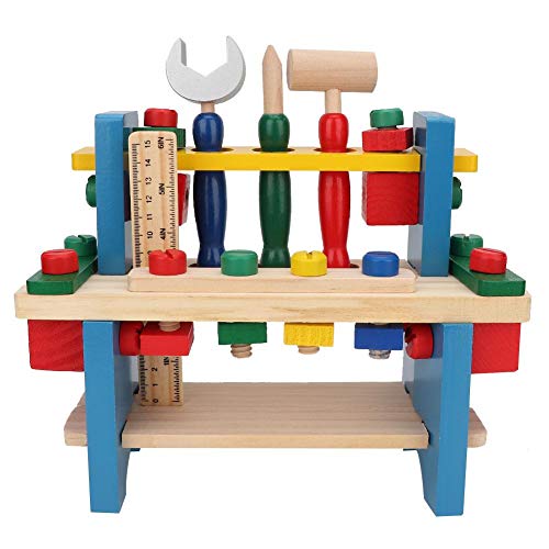 Zerodis Kinder Holz Werkbank Simulation Rollenspiele Holzarbeitsplatz Spielzeug Werkzeuge DIY Set Spielzeug Engineering Früherziehung Puzzle Spielzeug für Kinder und Mädchen von Zerodis