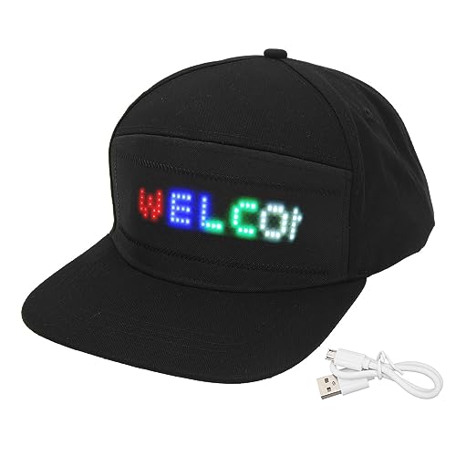 Zerodis LED-Smart-Hut, Verstellbare, Stilvolle, Farbenfrohe -App, Bearbeitbare LED-Smart-Kappe für Partys (Schwarz) von Zerodis