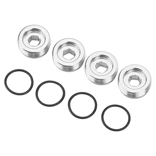 Zerodis Vorderradnabenmutter, Aluminiumlegierung 1/7 Nabenmutter Hartanodisierte Farbe CNC-Bearbeitung mit O-Ring für RC-Teile (Silber) von Zerodis