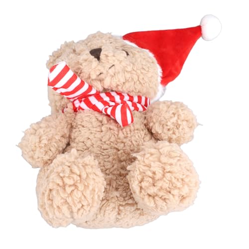 Zerodis Weihnachtsbär-Plüschtier, Süßer Weihnachts-Teddybär 9,06 Zoll für Weihnachten (Rot gestreifter Schal) von Zerodis