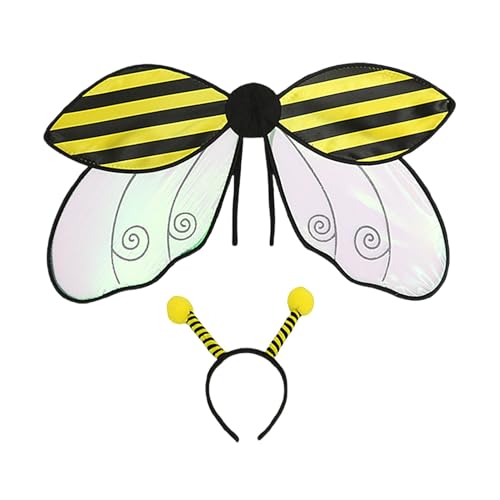 Zestivra Bee Wings - Halloween Feenflügel Marienkäfer Bienenflügel | Stirnband Cosplay Zubehör Maskerade Kostüm Zubehör Dress Up Geflügeltes Kostüm Set Einzigartige Cosplay Flügel für kreativen von Zestivra