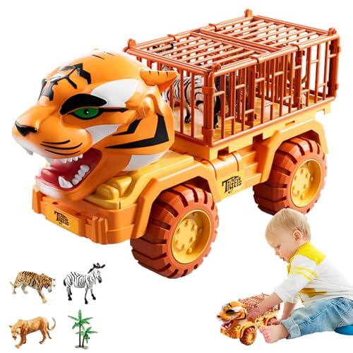 Zestivra LKW-Tier,Tierspielzeug-LKW Niedliche Cartoon-Tiger-Fahrzeuge,Spielzeugauto-Klassenzimmerbelohnungen Für Mädchen Und, Pädagogisches Fahrzeugspielzeug, Gefängnis-LKW-Spielzeug, von Zestivra