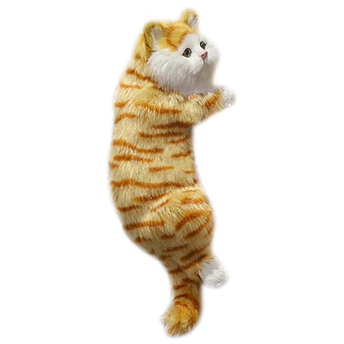 Zestivra Simulation Pelzige Hängende Katze Plüsch Hängende Kätzchen Spielzeug Dekoration für TV Desktop Tierfiguren Geschenke von Zestivra