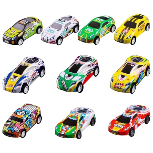 Legierungspulenbackauto -Set - 10 -Pack - -Rennwagen, Reibungsantriebsspielzeugfahrzeuge | Interaktives Spielset für Kinder im Alter von 3 bis 5 Jahren, Partyversorgungen, Unterlagen im Klassenzim von Zestvria