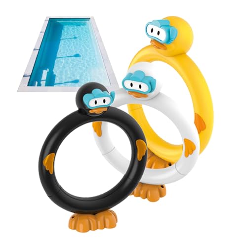 Wasserspielzeug für Kinder – niedliche Tauchente, Schwimmspielzeug, Wasserring-Spiel, Cartoon | Buntes Training Sinking Throwing Dive Sticks, 3 Poolspielzeug Unterwasserspiel Tauchringe für Pool-Sc von Zestvria