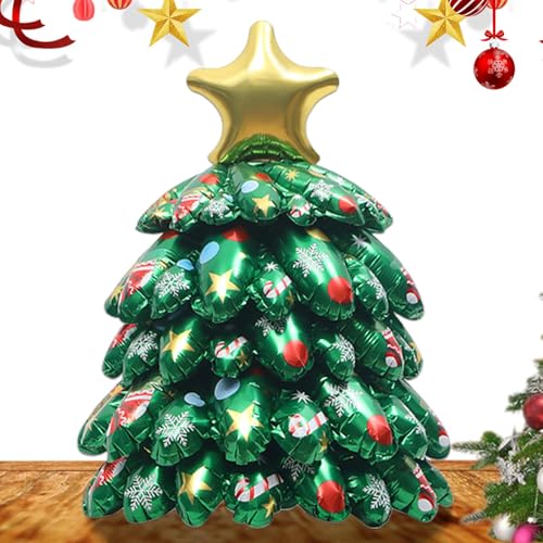 Weihnachtsbaum-Ballon – Frohe Weihnachten-Banner-Ballon, Weihnachtsmann-Schneemann-Weihnachtsbaum-Themenballon | Grüne Weihnachtsbaum-Geschenkfolienballons, 4D-Weihnachtsbaum-Stehballon Für Innen-/Auß von Zestvria