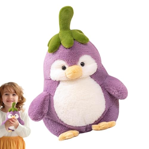 Zestvria Gefüllter Pinguin, Cartoon Aubergine Toy | Heimdekoration, Sofa -Stuhlkissen, 9,84 Zoll Kissen für das Wohnzimmer des Raumes von Zestvria