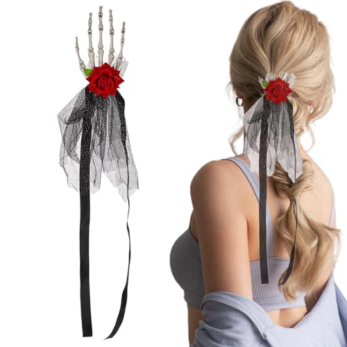 Zestvria Gothic Blume Kopfschmuck - Skelett Hand Knochen Klaue Punk Kopfschmuck | Halloween Schädel Hand Kopfschmuck Haarnadeln, Halloween Skelett Kopfschmuck von Zestvria