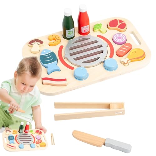 Zestvria Kleinkinder tun so, als würden sie Kochspielzeug Spielen, Essenskochset - Pretend Food Kinderspielzeugset aus Holz - Entwickeln Sie Fantasie, Kleinkind-3D-Puzzle für Jungen und Mädchen für von Zestvria