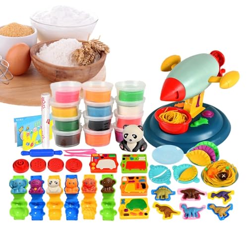 Zestvria Knetmasse-Set - Fun Play Dough Küchenkreationen,Knetmasse-Teig-Spielset, Farbteig-Nudel-Set zum Herstellen von Nudeln, Küchen-Spielset von Zestvria