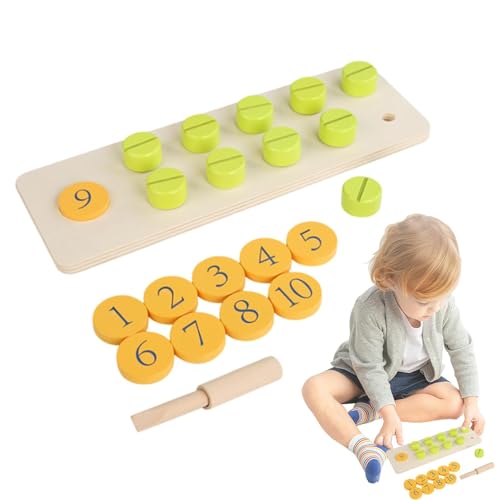 Zestvria Schraubendreherspielzeug für Kinder, Muttern und Bolzen Spielzeug - Mathematik Funny Board Interactive,Hölzerne Puzzle Zählspiel Lernnummer Tracing -Spielzeug für Kinder Home Girls im Alter von Zestvria