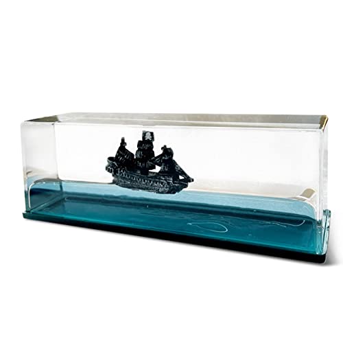 Zetqhuu Black Pearl Ship In A Bottle Fluid Liquid Drift Flasche - Piratenschiff Dekoration Unsinkbares Bootsdekor Für Schlafzimmer, Hotel, Tischplatte von Zetqhuu