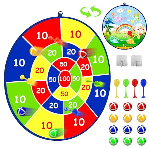 Große doppelseitige Dartscheibe für Kinder, mit 12 Klebebällen, Indoor/Outdoor-Sportspaß, Partyspiel, Spielzeug, Geschenke für Jungen und Mädchen im Alter von 3 4 5 6 7 8 9 10 11 12 Jahren von Zexint