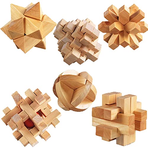 6 Teile/Satz 3D-würfel-rätsel-Puzzle-Set Aus Holz – Lu Ban Lock, Klassisches Pädagogisches Puzzle, Challenge-Puzzle, Ineinandergreifendes Spielzeug, Geschenk von Zghhc