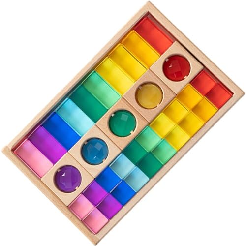 Zghhc 1set Durchsichtige Blöcke Acryl Montessori Spielzeug Regenbogen Sensorische Blöcke Set Gemischte Edelsteine ​​bau Gebäude Stapelspiele Für Kinder von Zghhc