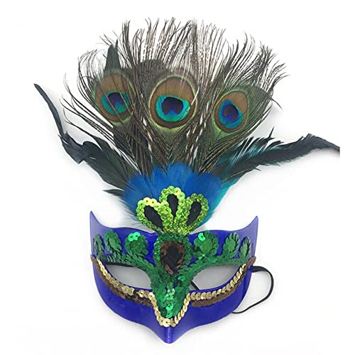 Zghhc Maskenmaske für Damen, Federmaske, Pailletten-Halbmaske, Karnevals-/Festivalmaske, Make-up-/Abschlussballmaske für Damen von Zghhc