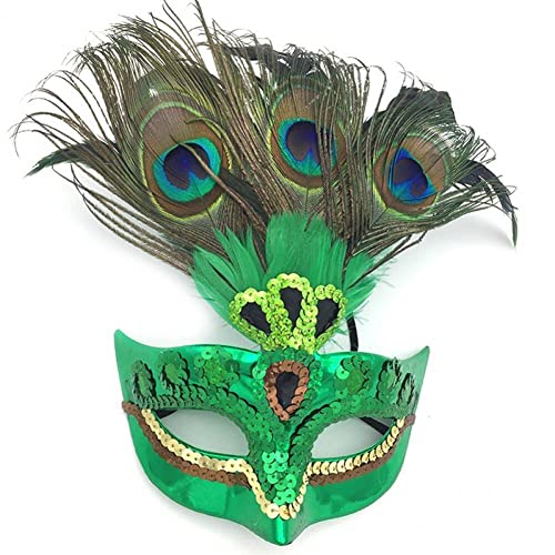 Zghhc Maskenmaske für Damen, Federmaske, Pailletten-Halbmaske, Karnevals-/Festivalmaske, Make-up-/Abschlussballmaske für Damen von Zghhc