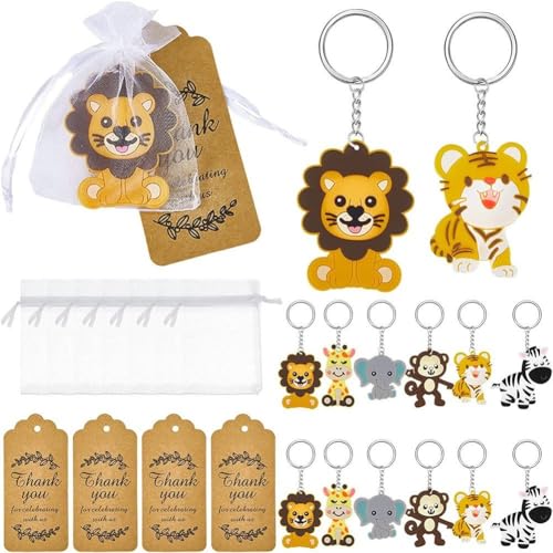 Zghhc Mini-schlüsselanhänger, 30 Sets, Tier-schlüsselanhänger Kraft-anhängern Und Weißen Organzabeuteln, Tier-partygeschenke, Füllmaterial Für Die Babyparty von Zghhc