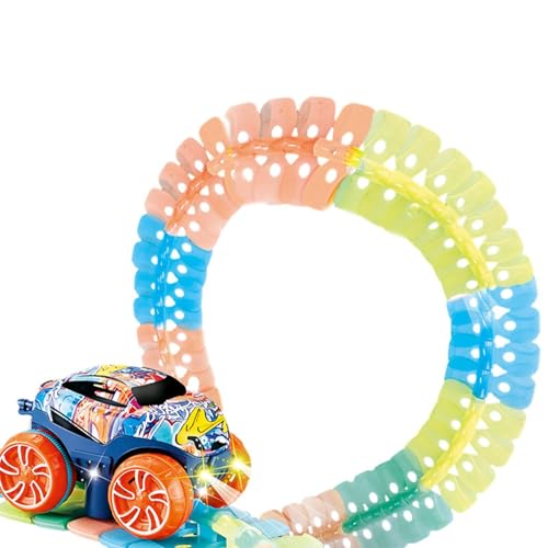 Zhadyu Auto Rennstreckensets, Elektroauto -Strecke Spielzeug, Flexible Luminous Car Track Building Toy, Frühkindliche Entwicklungsaktivität, Rennspiel für Bildungsfahrzeuge für und Mädchen von Zhadyu