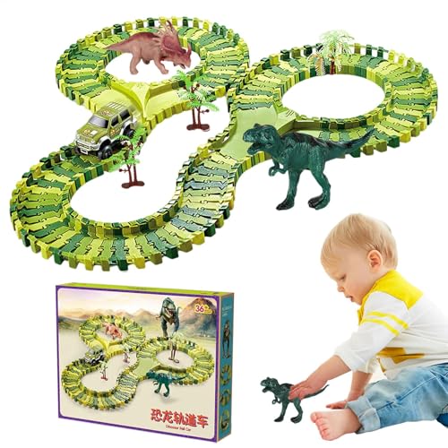 Zhadyu Dinosaur Race Track Set, Flexible Track Playset | Flexible Playset Race Train Tracks | Baukit lernt Feinmotorikentwicklung für Mädchen im Alter von 3+ von Zhadyu