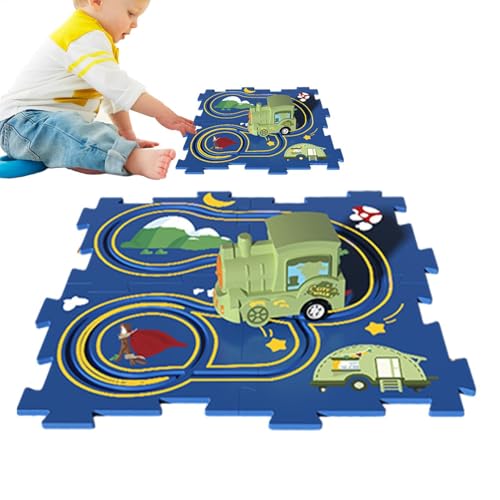 Zhadyu Puzzle-Rennwagen-Streckenset,Puzzle-Autostrecke,Kinder-Puzzle-Schienenauto | -Autobahn-Set, Auto-Set, Spielzeug-Bodenpuzzles, spannendes interaktives Spiel für und Mädchen von Zhadyu