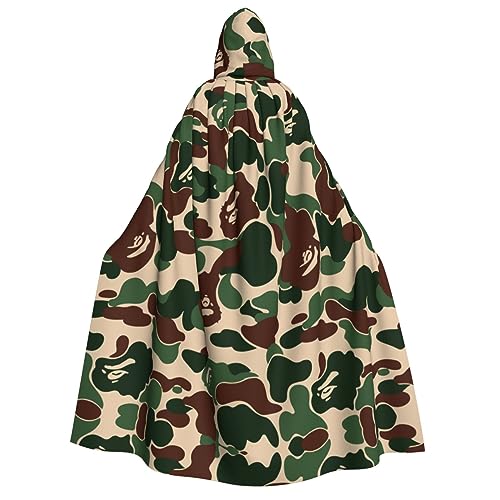 ZhanGM Aniaml Camouflage-Umhang mit Kapuze für Erwachsene, ideal für Rollenspiele, Bühnenkostüme, Maskerade, Halloween, Ostern, Karnevalsparty, Grün von ZhanGM