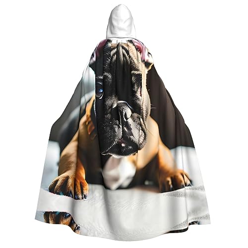 ZhanGM Französische Bulldogge Kapuzenumhang für Erwachsene, ideal für Rollenspiele, Bühnenkostüme, Maskerade, Halloween, Ostern, Karnevalsparty von ZhanGM