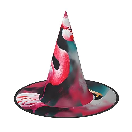 ZhanGM Gemäldeter Flamingo-Halloween-Hut – Erwachsenenkostüm-Zubehör, Party-Maskerade, Damen-Cosplay-Kleid, faltbare Dekorationen von ZhanGM