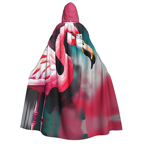 ZhanGM Gemäldeter Flamingo-Umhang mit Kapuze für Erwachsene, ideal für Rollenspiele, Bühnenkostüme, Maskerade, Halloween, Ostern, Karnevalsparty von ZhanGM