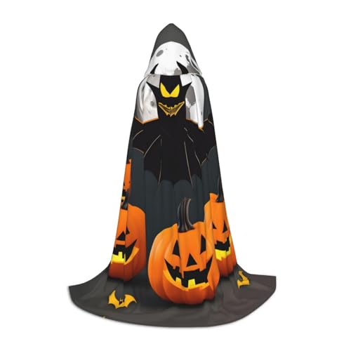 ZhanGM Halloween-Mond-Fledermaus-Kürbis-Kapuzenumhang – perfekt für Rollenspiel-Kostüme, Weihnachten, Bühnenkostüme, Maskerade, Halloween, Ostern von ZhanGM