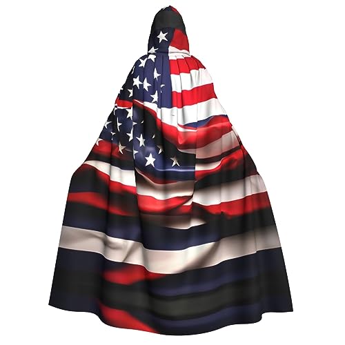 ZhanGM Kapuzenumhang mit amerikanischer Flagge für Erwachsene, ideal für Rollenspiele, Bühnenkostüme, Maskerade, Halloween, Ostern, Karnevalsparty von ZhanGM